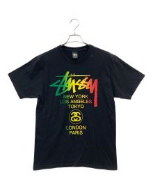 stussy（ステューシー）の古着「world Tour Tシャツ/ワールドツアーティーシャツ」｜ブラック×レインボー