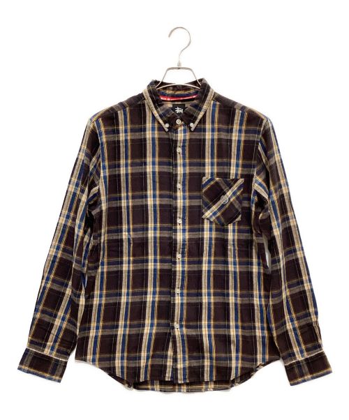 stussy（ステューシー）stussy (ステューシー) チェックシャツ ブラウン サイズ:Mの古着・服飾アイテム