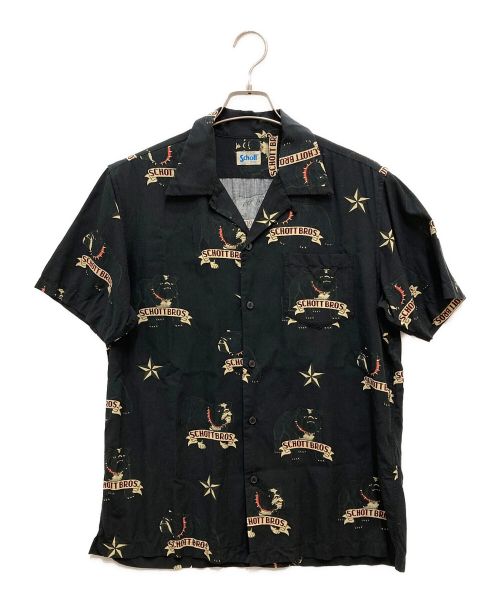 Schott（ショット）Schott (ショット) HAWAIIAN SHIRT 『BULLDOG』/ハワイアンシャツ『ブルドッグ』 ブラック サイズ:Mの古着・服飾アイテム