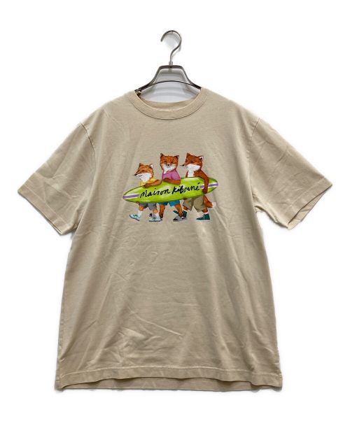 maison kitsune（メゾンキツネ）MAISON KITSUNE (メゾンキツネ) フォックスロゴTシャツ ベージュ サイズ:Mの古着・服飾アイテム