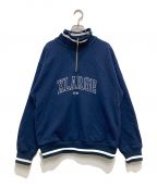 X-LARGEエクストララージ）の古着「STRIPED RIB HALF ZIP SWEAT」｜ネイビー