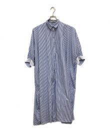 ne quittez pas（ヌキテパ）の古着「Fine Poplin Kika Embroidery Big Shirts Dress/ファインポプリンシャツドレス」｜ブルー