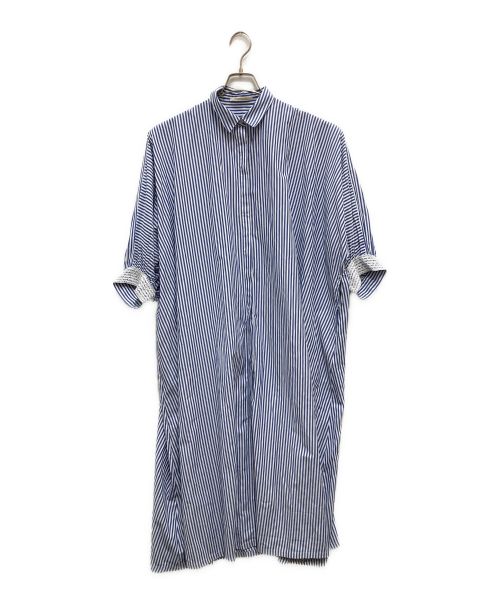 ne quittez pas（ヌキテパ）ne quittez pas (ヌキテパ) Fine Poplin Kika Embroidery Big Shirts Dress/ファインポプリンシャツドレス ブルー サイズ:Freeの古着・服飾アイテム