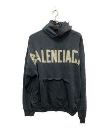 BALENCIAGA（バレンシアガ）の古着「Tape Type Ripped Pocket Hoodie/テープタイプリップドポケットフーディ」｜ブラック