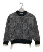 AURALEEオーラリー）の古着「HARD TWIST MERINO JACQUARD KNIT BIG P/O」｜ブラック×ホワイト