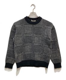 AURALEE（オーラリー）の古着「HARD TWIST MERINO JACQUARD KNIT BIG P/O」｜ブラック×ホワイト