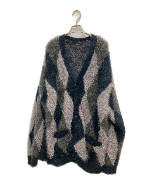 RE:NUMBER (N)INE（リナンバーナイン）RE:NUMBER (N)INE (リナンバーナイン) FEATHERY YARN ARGYLE JACQYARD KNIT CARDIGAN サイズ:4の古着・服飾アイテム