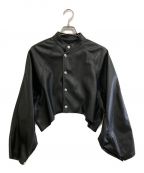 Ameriアメリ）の古着「ROUND SHORT FAKE LEATHER JACKET」｜ブラック