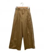 beautiful peopleビューティフルピープル）の古着「selvedge logo chino two tuck wide pants」｜ベージュ