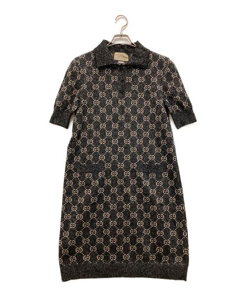 GUCCI（グッチ）GUCCI (グッチ) ラメ GGジャカード ポロドレス ブラック サイズ:M(170/92Y)の古着・服飾アイテム