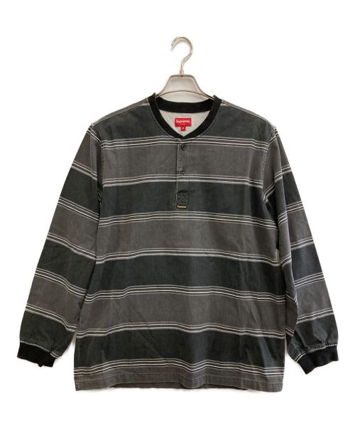 SUPREME（シュプリーム）SUPREME (シュプリーム) Printed Stripe Twill Henley グレー サイズ:Mの古着・服飾アイテム