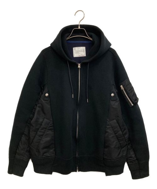 sacai（サカイ）sacai (サカイ) スポンジスウェット切替パーカー ブラック サイズ:２の古着・服飾アイテム