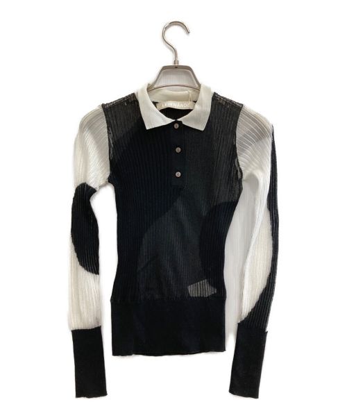 LEINWANDE（ラインヴァンド）LEINWANDE (ラインヴァンド) nstarsia knitted Polo ブラック×ホワイト サイズ:Fの古着・服飾アイテム