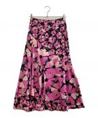 Kate Spadeケイトスペード）の古着「Wallflower Satin Skirt」｜ブラック×ピンク