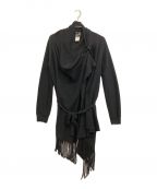 PPFMピーピーエフエム）の古着「BUTTON GIMMICK FRINGE LONG CARDIGAN」｜ブラック