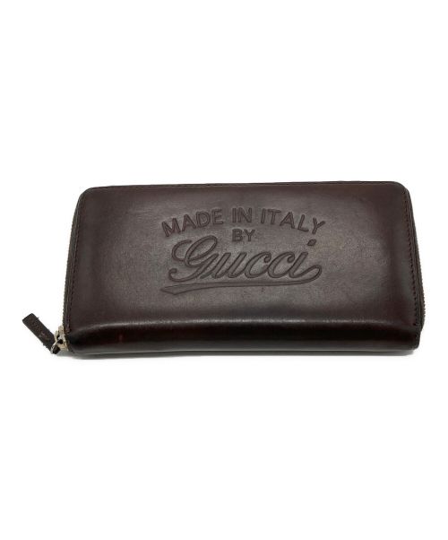 GUCCI（グッチ）GUCCI (グッチ) LEATHER ZIPPY WALLET ブラウンの古着・服飾アイテム