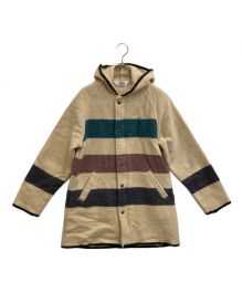 WOOLRICH（ウールリッチ）の古着「マルチボーダーブランケットウールコート」｜ベージュ