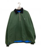 X-LARGEエクストララージ）の古着「QUILTED HALF-ZIP SHIRT」｜グリーン