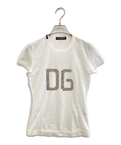 DOLCE & GABBANA（ドルチェ＆ガッバーナ）DOLCE & GABBANA (ドルチェ＆ガッバーナ) ラインストーンTシャツ ホワイト サイズ:38の古着・服飾アイテム