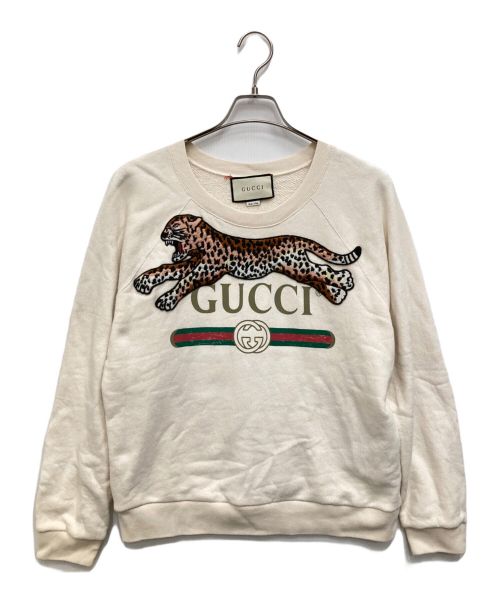 GUCCI（グッチ）GUCCI (グッチ) エンブロイダリークルーネックスウェット アイボリー サイズ:ＸＳの古着・服飾アイテム