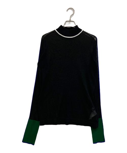 UN3D.（アンスリード）UN3D. (アンスリード) COLOR LINE SHEER KNIT TOP ブラック サイズ:Fの古着・服飾アイテム