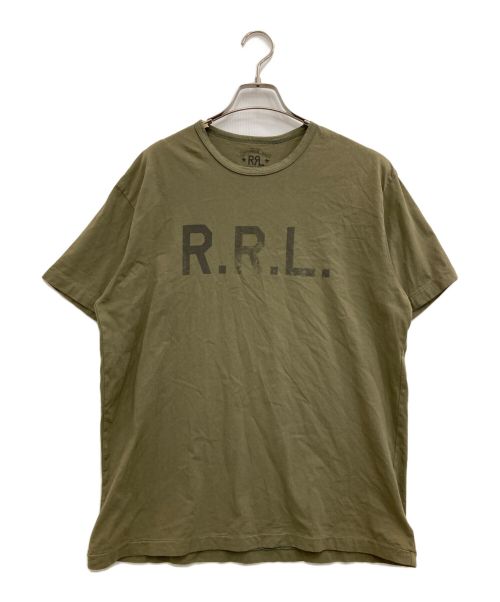 RRL（ダブルアールエル）RRL (ダブルアールエル) ガーメントダイド ロゴ ジャージー Tシャツ オリーブ サイズ:Ｌ/Gの古着・服飾アイテム