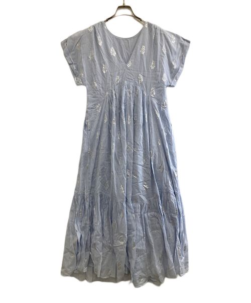 ne quittez pas（ヌキテパ）ne quittez pas (ヌキテパ) Cotton Voile Foil Flower Print Sleeveless Dress スカイブルー サイズ:- 未使用品の古着・服飾アイテム