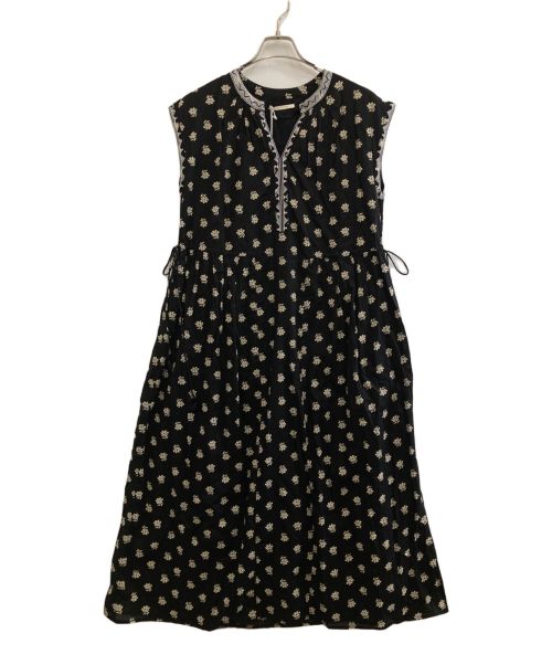 ne quittez pas（ヌキテパ）ne quittez pas (ヌキテパ) Dobby Stripe Flower Print Sleeveless Dress ブラック サイズ:M 未使用品の古着・服飾アイテム