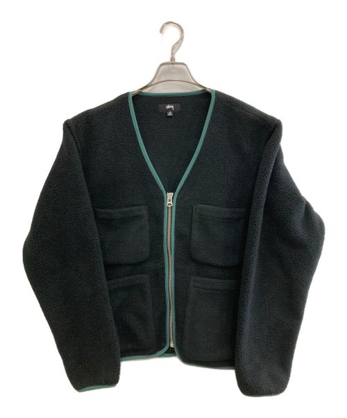 stussy（ステューシー）stussy (ステューシー) Polar Fleece Cardigan ブラック サイズ:Ｓの古着・服飾アイテム