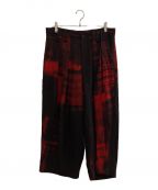 Y'sワイズ）の古着「COPIED CHECK PRINT PLEATED PANTS」｜レッド