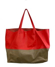 CELINE（セリーヌ）の古着「バイカラートートバッグ」｜レッド×ベージュ