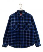 SUPREMEシュプリーム）の古着「Quilted arc logo flannel shirt」｜ネイビー