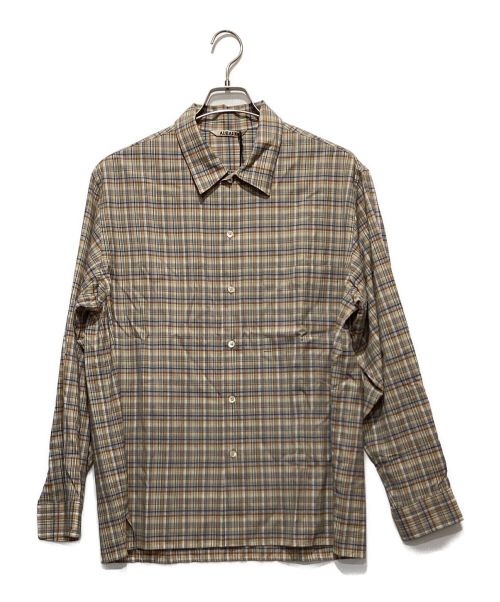 AURALEE（オーラリー）AURALEE (オーラリー) WASHABLE SUPER LIGHT WOOL CHECK SHIRTS ベージュ サイズ:4の古着・服飾アイテム