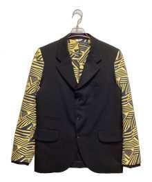 COMME des GARCONS HOMME PLUS（コムデギャルソンオムプリュス）の古着「プリントスリーブレイヤードデザインジャケット」｜ブラック×イエロー