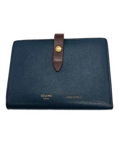 中古・古着通販】CELINE (セリーヌ) ストラップ2つ折り財布 ブルー 