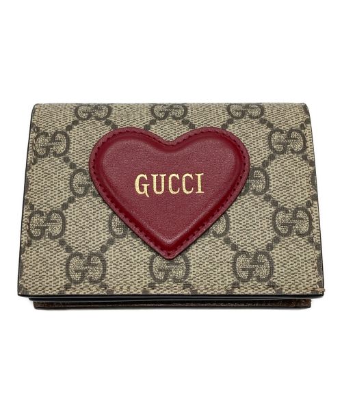 GUCCI（グッチ）GUCCI (グッチ) GGスプリーム ハートモチーフ付き カードケースウォレット ベージュ サイズ:-の古着・服飾アイテム