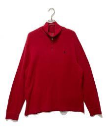 POLO RALPH LAUREN（ポロ・ラルフローレン）の古着「ハーフジップニット」｜レッド