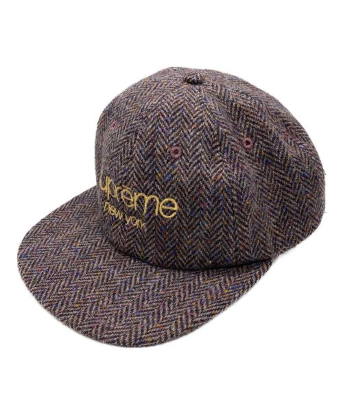 SUPREME（シュプリーム）SUPREME (シュプリーム) ウール ヘリンボーン クラシックロゴ 6パネル キャップ ブラウンの古着・服飾アイテム