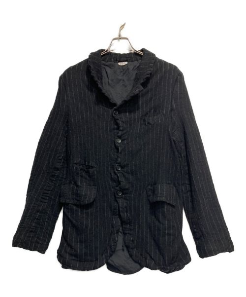 COMME des GARCONS HOMME DEUX（コムデギャルソン オム ドゥ）COMME des GARCONS HOMME DEUX (コムデギャルソン オム ドゥ) ウール縮絨ストライプジャケット ブラック サイズ:Mの古着・服飾アイテム