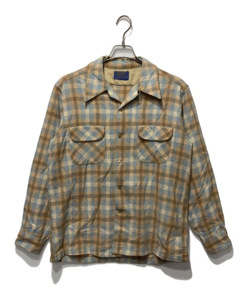 PENDLETON（ペンドルトン）PENDLETON (ペンドルトン) ウールチェックシャツ ベージュ×ブルー サイズ:Lの古着・服飾アイテム