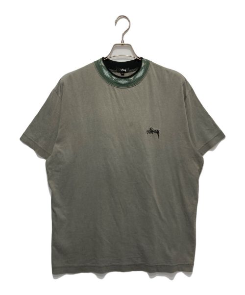 stussy（ステューシー）stussy (ステューシー) オールドモックネック刺繍ロゴTシャツ オリーブ サイズ:Ｍの古着・服飾アイテム