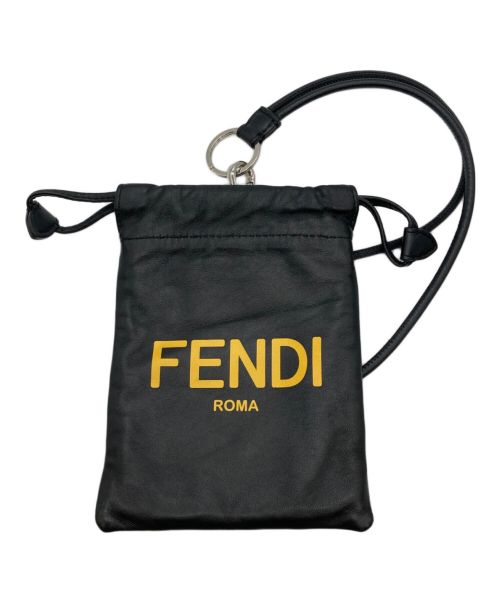 FENDI（フェンディ）FENDI (フェンディ) レザー巾着フォンフォルダー ブラック サイズ:-の古着・服飾アイテム