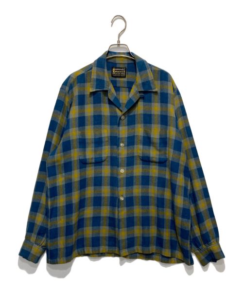 kentfield（ケントフィールド）kentfield (ケントフィールド) [古着]オールドチェックオープンカラーシャツ ブルー×イエロー サイズ:Lの古着・服飾アイテム