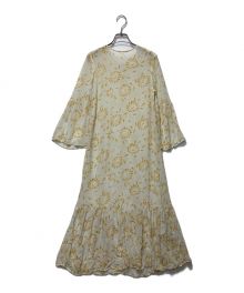 ne quittez pas（ヌキテパ）の古着「Rayon Ggt Flower Print Gather Sleeve Dress」｜イエロー