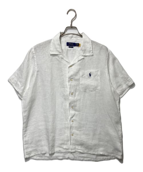 POLO RALPH LAUREN（ポロ・ラルフローレン）POLO RALPH LAUREN (ポロ・ラルフローレン) リネンオープンカラーシャツ ホワイト サイズ:Lの古着・服飾アイテム