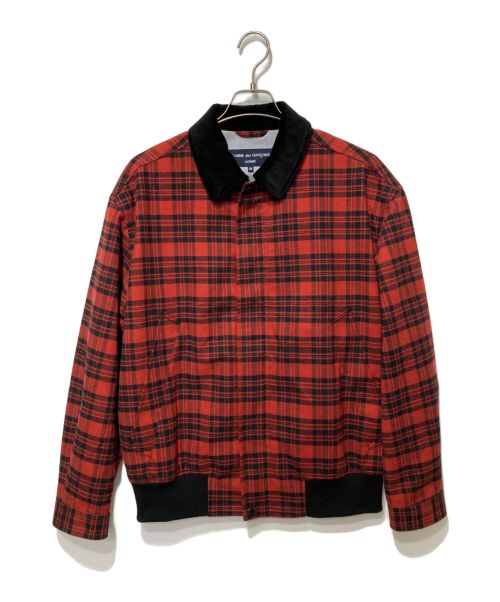 COMME des GARCONS HOMME（コムデギャルソン オム）COMME des GARCONS HOMME (コムデギャルソン オム) コットンフランネルチェック3レイヤーブルゾン レッド サイズ:Mの古着・服飾アイテム