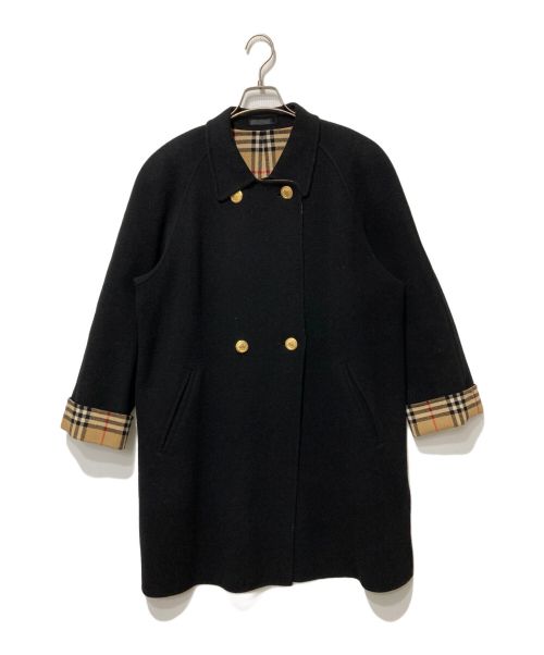 Burberry's（バーバリーズ）Burberry's (バーバリーズ) 金釦ノヴァチェックダブルコート ブラック サイズ:9の古着・服飾アイテム