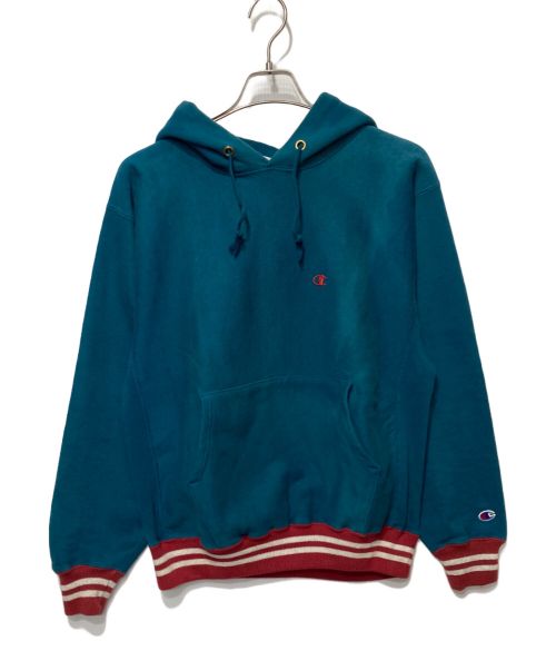 Champion（チャンピオン）Champion (チャンピオン) リブラインリバースウィーブプルオーバーパーカー ブルー サイズ:Lの古着・服飾アイテム