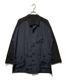 Yohji Yamamoto pour homme（ヨウジヤマモト プールオム）の古着「製品染めストライプシャツ」｜ブラック×ブルー