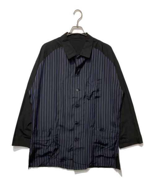 Yohji Yamamoto pour homme（ヨウジヤマモト プールオム）Yohji Yamamoto pour homme (ヨウジヤマモト プールオム) 製品染めストライプシャツ ブラック×ブルー サイズ:1の古着・服飾アイテム